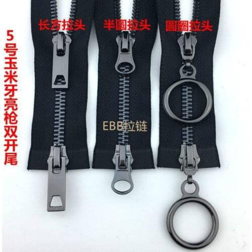 2 Pcs/lot Wholesale Metal Zipper Gun Black Double Open End for Down Jacket Replace Repair Sewing Accessories Most Free Shipping