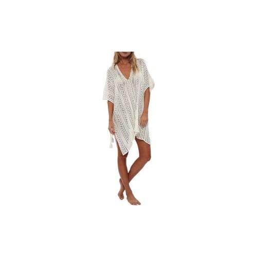 2018 New Womens Ladies Sexy Beach Wear Kaftan Hollow Out Asymmetrical Dress