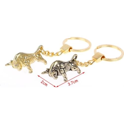 2021 Bull Keyrings Brass Bullfighting Key Ring Pendant Vintage Copper Lucky Bull Keychain Charm