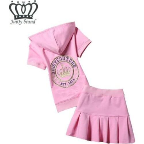 2021 Summer Cotton Two Piece Set Short Sleeve Hooded Tops And Mini Skirt Women Suit Pink White Sweet Girls Outfit Sports Suit