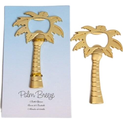 25pcs Lot Bottle Opener Wedding Giveaways Bridal Shower Golden Coconut Tree Baby Shower for Guests Gift Favors