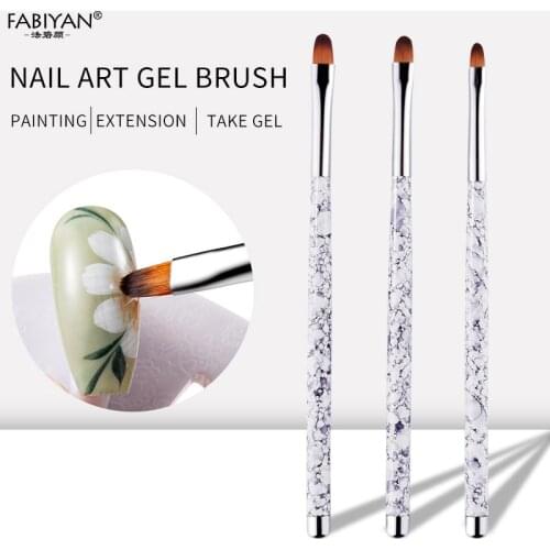 3Pcs Nail Art Brush Acrylic UV Gel Extension Builder Flower Design Painting Drawing Pen Manicure Tools Round Top Cleaning Set