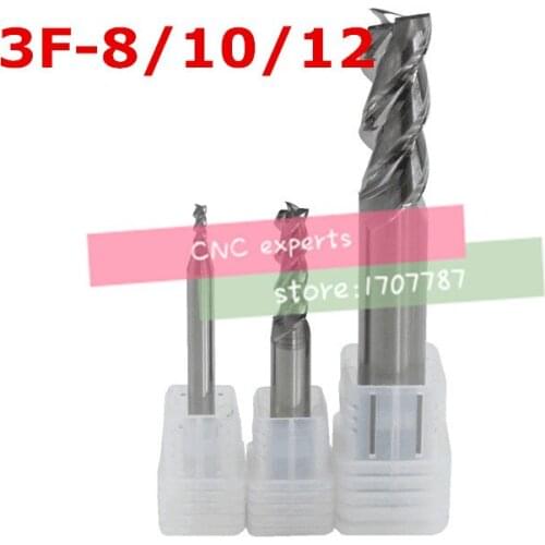 3F-8/10/12 carbide Square Flatted End Mill,3flute Milling Cutter For Aluminum Endmill Tools Carbide Cnc End Mill Router Bits