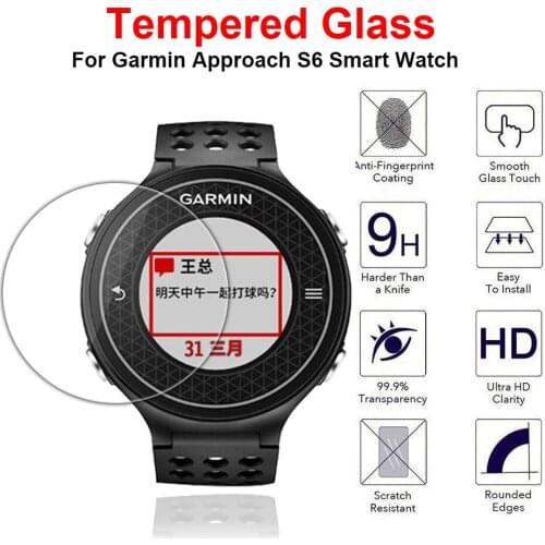 9H 2.5D Tempered Glass Screen Protector For Garmin Approach S6 Smart Watch Explosion-proof Anti Scratch Screen Protective Film