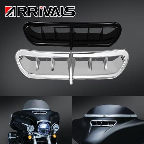 Motorcycle Accessories Front Plastic Fairing Vent Accent Cover For Harley Touring Electra Street Glide 2014-2020 Black/Chrome