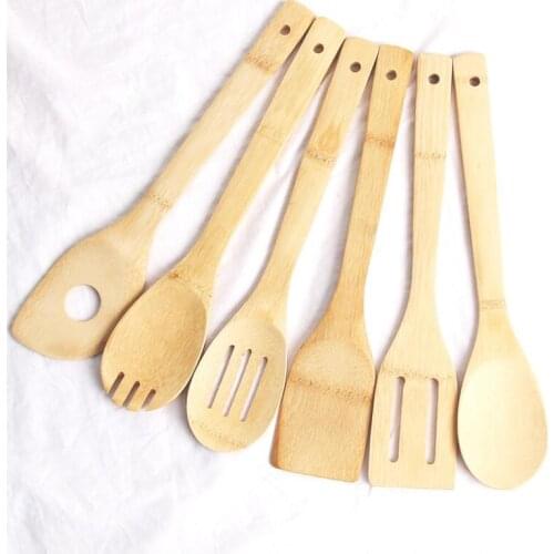 Bamboo Spoon Spatula 6 Styles Portable Wooden Utensil Kitchen Cooking Turners Slotted Mixing Holder Shovels LX7295