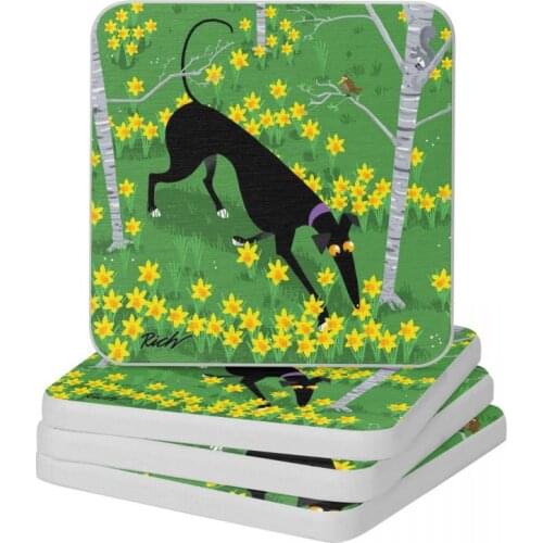 Daffodil Hound Diatom Square Round Coaster Non-slip Cup Bonsai Mat Soap Toothbrush Pad Diameter 10cm