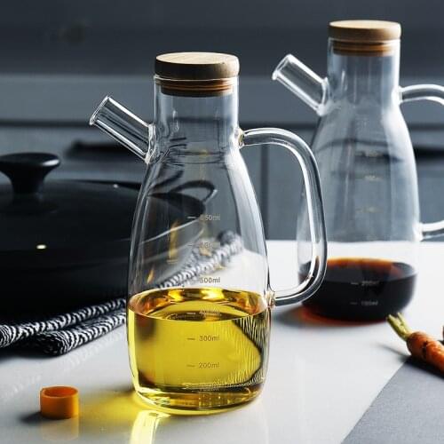 Olive Oil Dispenser Measurements Vinegar Bottles Cooking Oil Can 550ml/700ml Glass Bottle Leak-Proof Health BBQ Kitchen Supplies