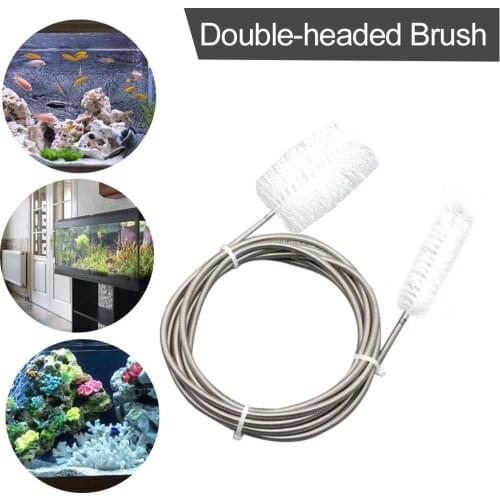 Flexible Drain Brush Stainless Steel Spring Elastic Hose Head Double Ended Pipe Cleaning Brush for Fish Tank Filter Systems