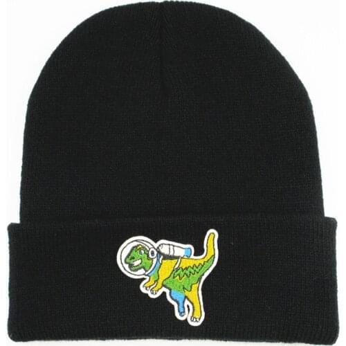 Cotton dinosaur animal embroidery Thicken knitted hat winter warm hat Skullies cap beanie hat for kid men women 383