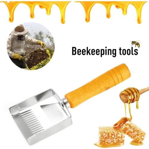 Beekeeping Tools Beehive Honey Cutter Uncapping Scraper Wood Handle Honeycomb Scraper Equipment Uncapping Knife Fork Shovel