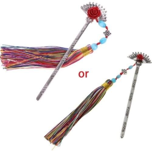 Chinese Style Vintage Classic Metal Bookmark Tassel Beads School Office Supplies