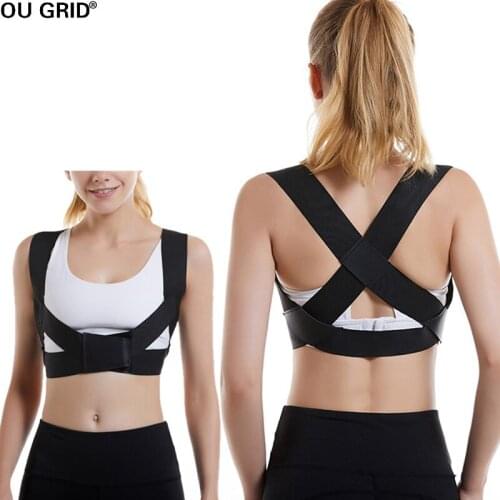 Posture Corrector - Fully Adjustable Breathable Clavicle Chest Back Support Brace for Improves Posture & Provide Lumbar Support