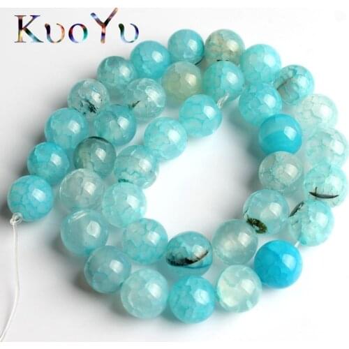 Natural Stone Beads Blue Fire Dragon Veins Agates Round Loose Stone Bead For Jewelry Making 15'' 6/8/10mm DIY Bracelets Necklace