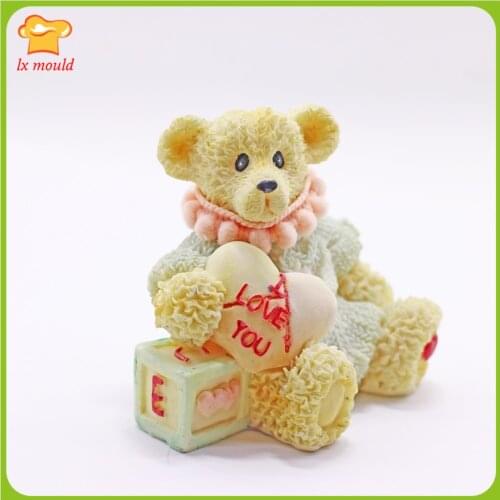 LX-MOULD DIY Animals Silicone Mold Building Blocks Love Bear Fondant Cake Decorating Tools Cupcake Chocolate Candy Clay Moulds