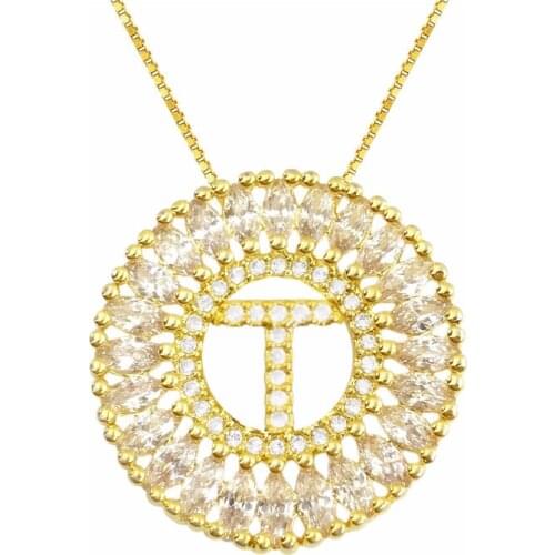 Fashion Women Necklace All Alphabet Letter A-Z A B C D E F G H I J K L M N O P Q R S T U V W X Y Z Pendants Necklaces CZ Jewelry