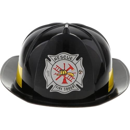 Fancy Dress Up Kids Fireman Plastic Hat Role Play Toy Safety Helmet Children Halloween Cosplay Supplies Party Toys - Black