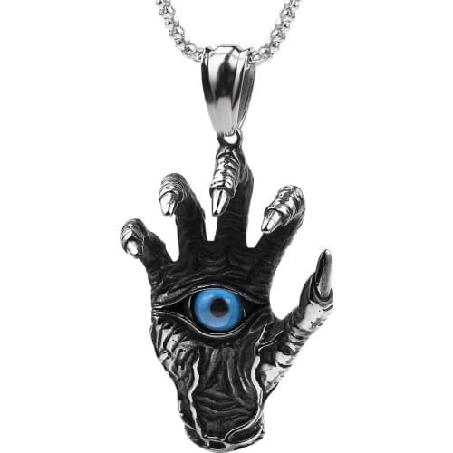 New Products Fashion Retro Punk Dragon Paw Necklace Blue Eyed Pendant Necklace Brother Men Cool Jewelry Accessories Gift