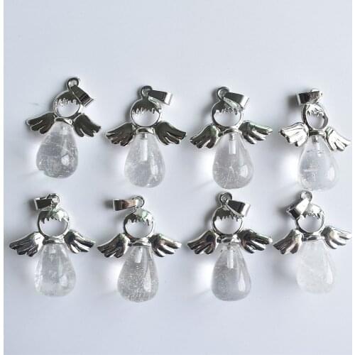 Wholesale 8 pieces/lot fashion water drop natural white crystal Necklace Angel Pendant female jewelry gift free shipping