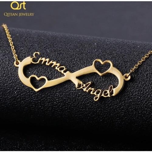 Stainless Steel Custom Name Necklace Personalized Rose Gold Silver Infinity Pendant Friendship Necklace Jewelry Best Friend Gift