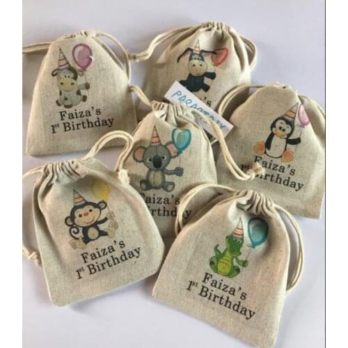 Personalize cute animals circus birthday baby shower treats goodie favor bags baptism gifts Kits party Candy pouches