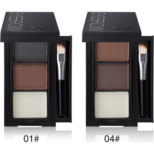 3 Colors Professional Eye Shadow Powders With Mirror Brush Eye Brow Makeup Eyebrow Powder Waterproof Eyebrow Wax Palette