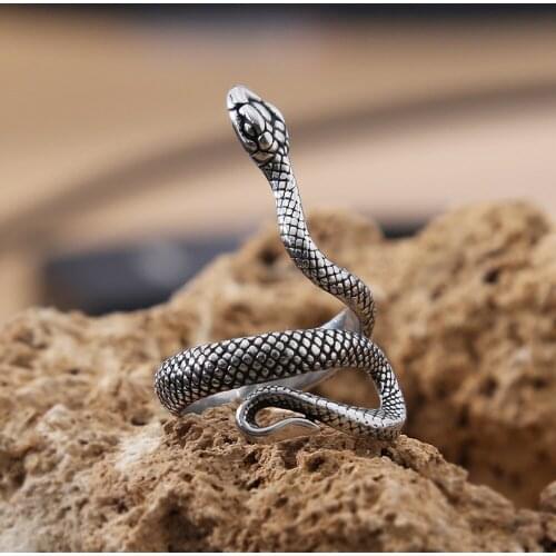 Gothic Animal Snake Rings For Men And Women Stainless Steel Opening Adjustable Ring Punk Biker Jewelry Rings Free Shipping