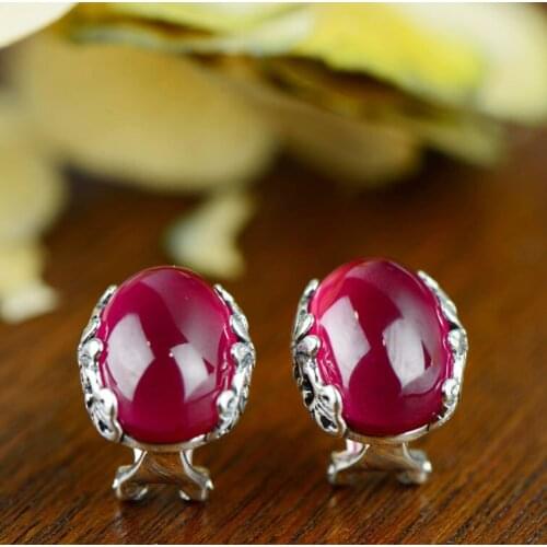 2018 Limited Sale Face Brinco S925 Engraved Earrings, Retro Fashion, Corundum Original Ladys Ear, Anti Allergy Ear Buttons