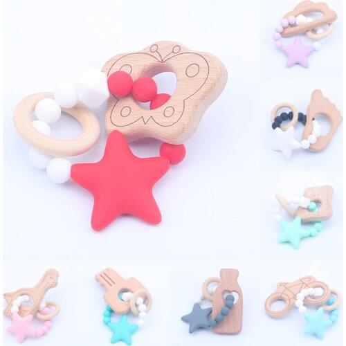 Star Silicone Baby Teethers Newborn Accessories Infant Cartoon Beech Molar Toy Cute Toddler Teether Bracelet Mordedor Bebe