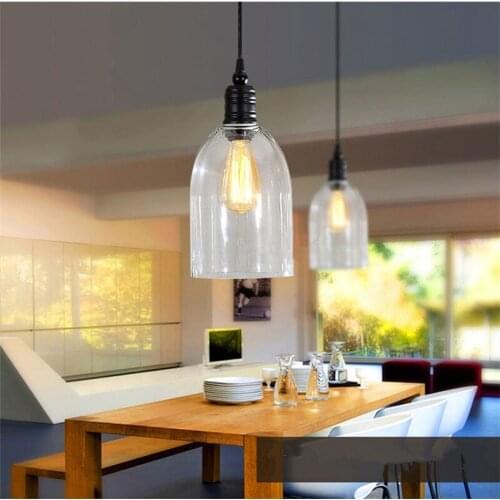 Clear Glass Modern Pendant Lights Industrial Lighting Fixtures Kitchen Island Pendant Light Antique Mini Pendant Ceiling Lamp