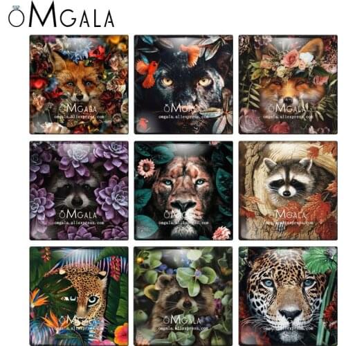 Steampunk Flowers Lion Leopard Tiger Raccoon Animals 12mm/20mm/25mm/30mm photo glass cabochon demo flat back Making findings