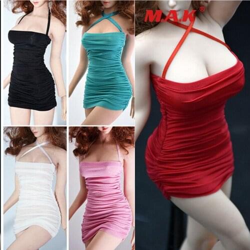 In Stock 1/6 Ice Silk Suspender Skirt Short Dress Clothes Model Fit 12'' Female PH TBL Action Figure Toy