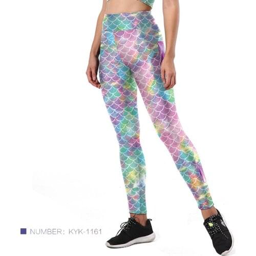Women High Waist Exercise Leggings Mermaid Digital Printing Slim Yoga Pants Leggings Sport Fitness LuLu Yoga Compression Pants