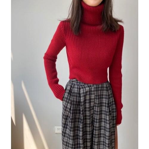 Women Turtleneck Warm Sweater Pure Color Winter Cropped Top Pullovers Pull Femme New Women Autumn Sweater Long Sleeve