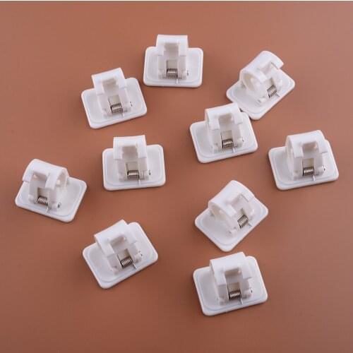 10Pcs White ABS Self-stick Curtain Wall Hanging Rod Holder Clips Hooks Brackets Fit For Kitchen Bathroom Bookshelf Furniture
