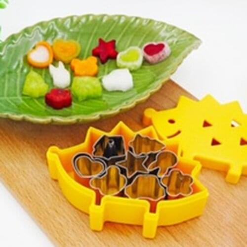 10pcs/set Fruit Cutter Mould Hedgehog Box Design Mini Stainless Steel Mould Cookie Cutter Biscuit Ham Cookie Kitchen Tools Cute