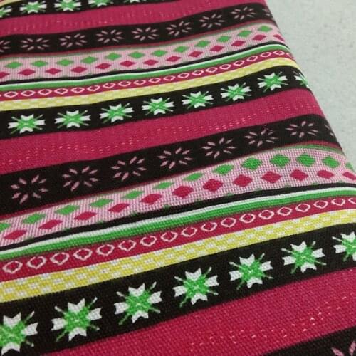 100% Cotton viaPhil Thick & Tough Black Pink Flower Stripe Printed Cotton Canvas Fabric Animal Fabric Party Home Decor