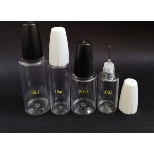 100pcs 10ML 15ML 20ML 30ML Empty PET Clear Vial With Long Thin Metal Tip Dropper Bottle For Oil Accessories Liquid Jar