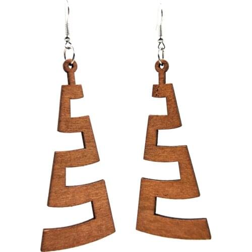 12 Pair Good Quality Wood Earrings Organic brown Hollow African Woman Wooden Brincos