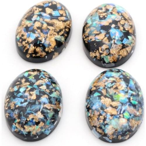 18x25mm 10pcs/Lot New Fashion Black Color Built-in metal foil Flat back Resin Cabochons Cameo-V6-13