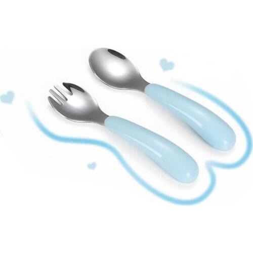 2 Pcs/Set Baby Tableware Set Children Feeding Utensil Stainless Steel Infant Spoon Kids Cutlery Food Feeding Gadgets Spoon Fork