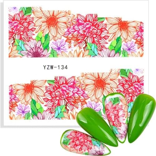 2021 NEW Design Fashion Nail Sticker Watermark Slider Nail Art Decoration Stickers Flower Green Leaf Manicure Salon Decals Tools