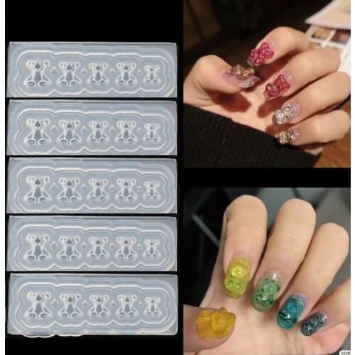 5Pc Silicone Mini Gummy Bear Mold Nail Art Resin Casting Mold Template Art Craft A0KD
