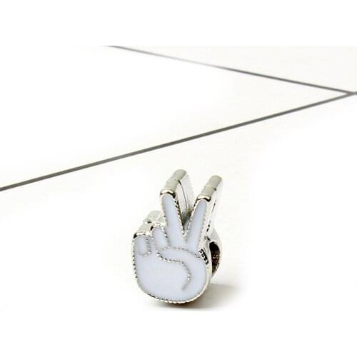 5PCS Zinc Alloy Victory Gesture Yay Shape Enamel Hand Spacer Bead Fit DIY European Bracelets&Bangles Women Jewelry Gift