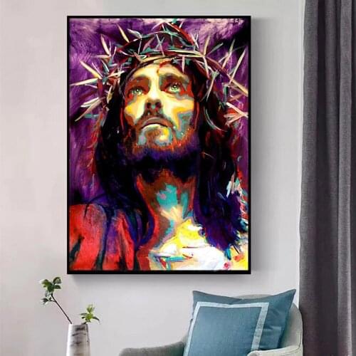 Abstract Jesus Canvas Paintings On The Wall Posters And Prints Portrait of Jesus Wall Pictures For Living Room Wall Decoration
