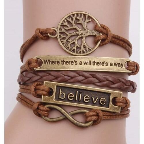 CHENFAN arrivals European and American tree of life infinite believe retro cord leather bracelet for man bracelet unisex gift