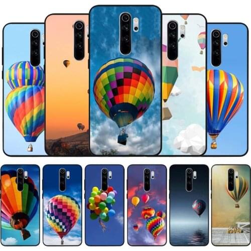 Hot air balloon black Silicone Phone Case For Redmi note 9 8 7 Pro S 8T 7A Cover