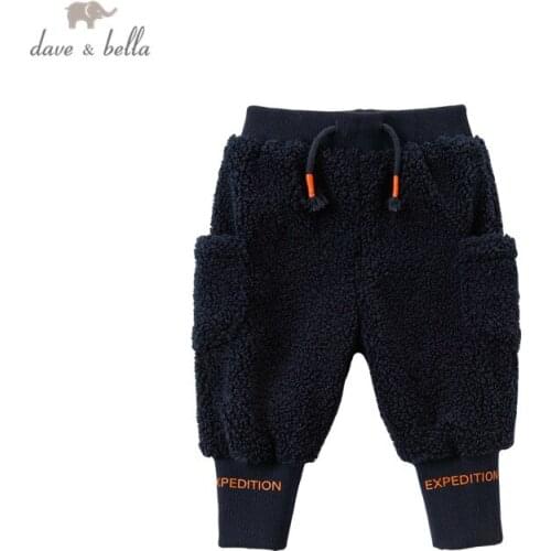 DBX15045 dave bella winter baby boys pants baby fashion letter pockets trousers children high quality trousers