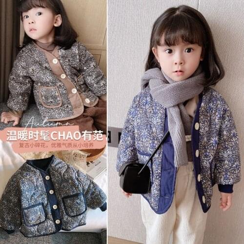 Children Jacket Floral Winter Baby Girls Coat Thick Fleece Kids Clothes Outerwear For Boy Girl Jacket Toddler Jacket Velet 1-7Y