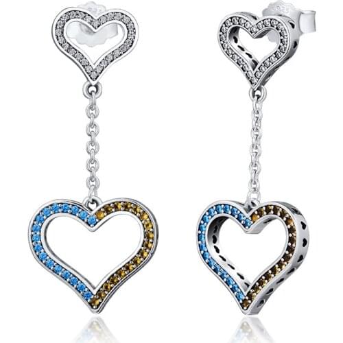 100% 925 Sterling-Silver-Jewelry Lavish Heart Drop Earring Free Shipping